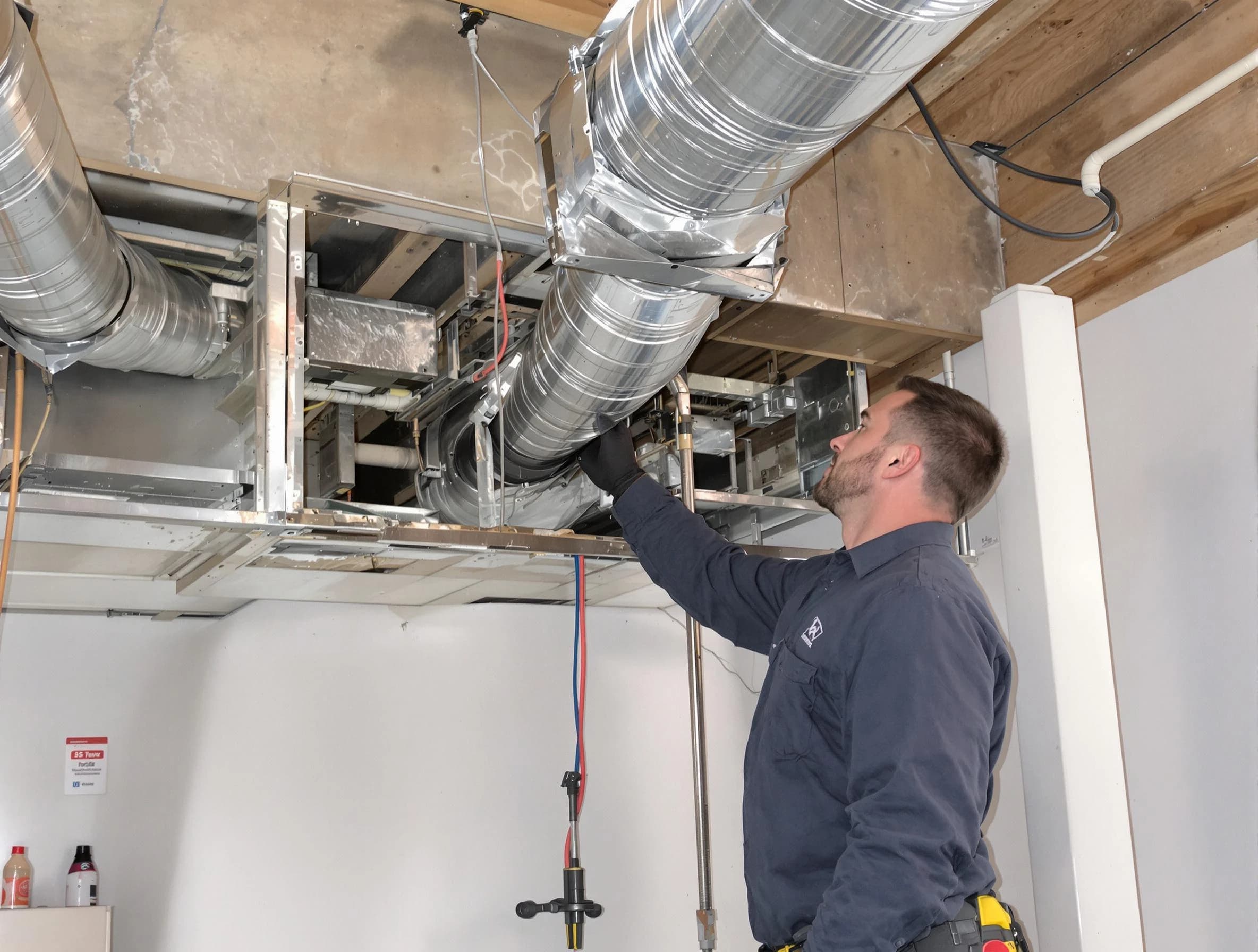 Panthersville Air Duct Cleaning technician performing professional air duct repair using specialized tools in Panthersville