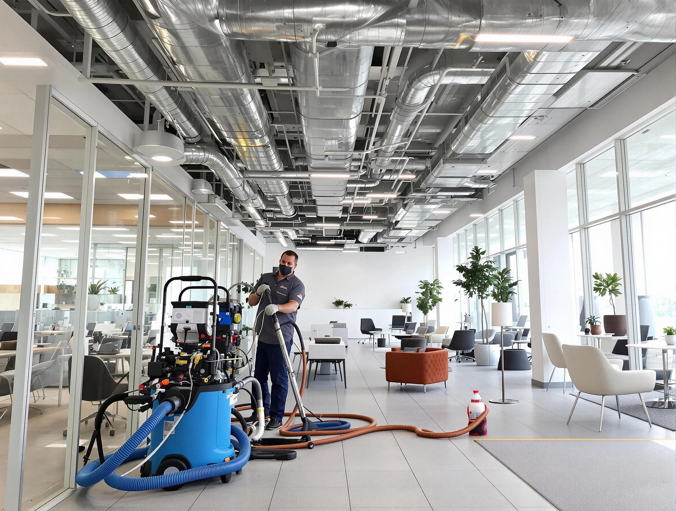 Panthersville Air Duct Cleaning team conducting comprehensive commercial duct cleaning at a business location in Panthersville