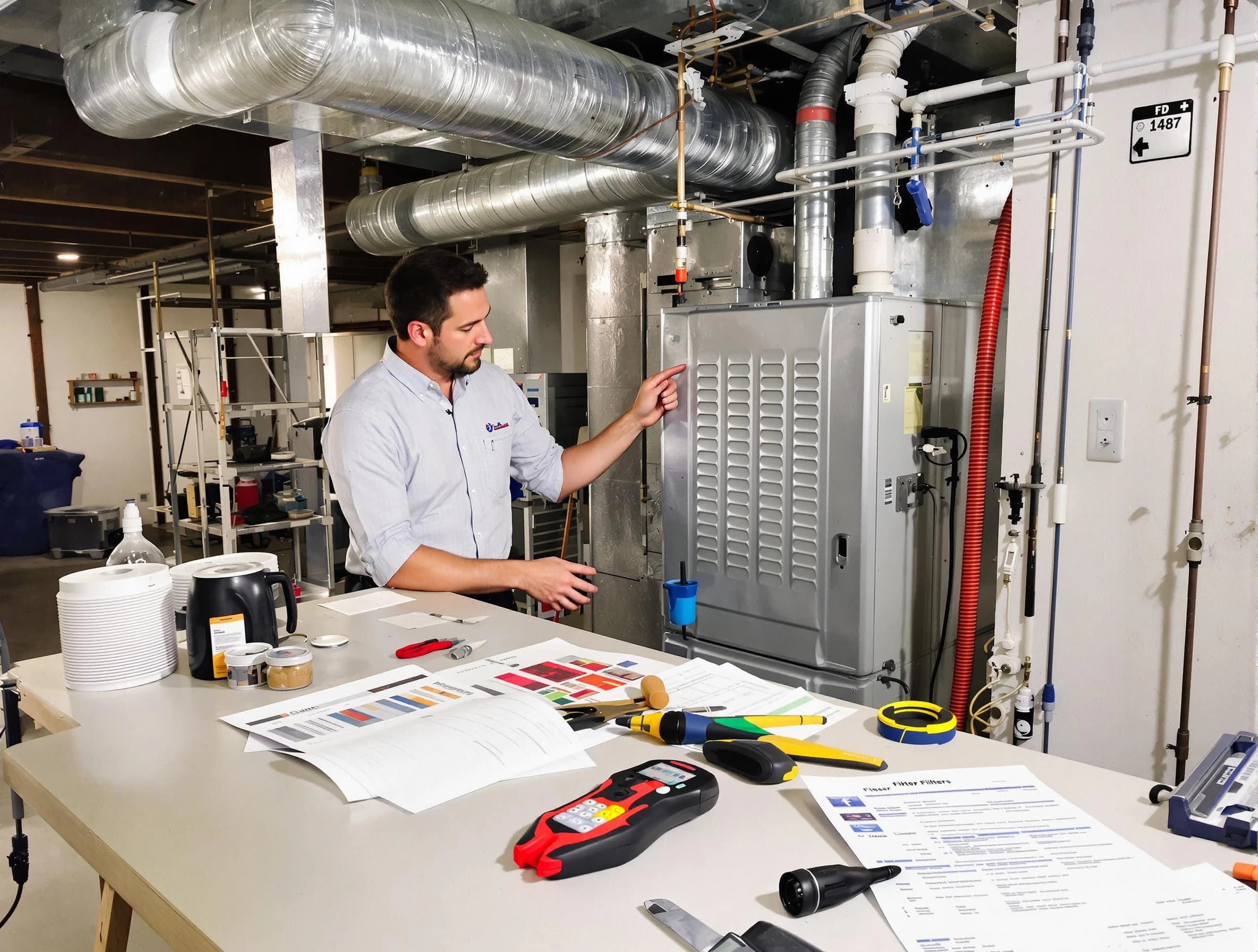 Panthersville Air Duct Cleaning inspector conducting detailed filter system evaluation using professional diagnostic tools in Panthersville