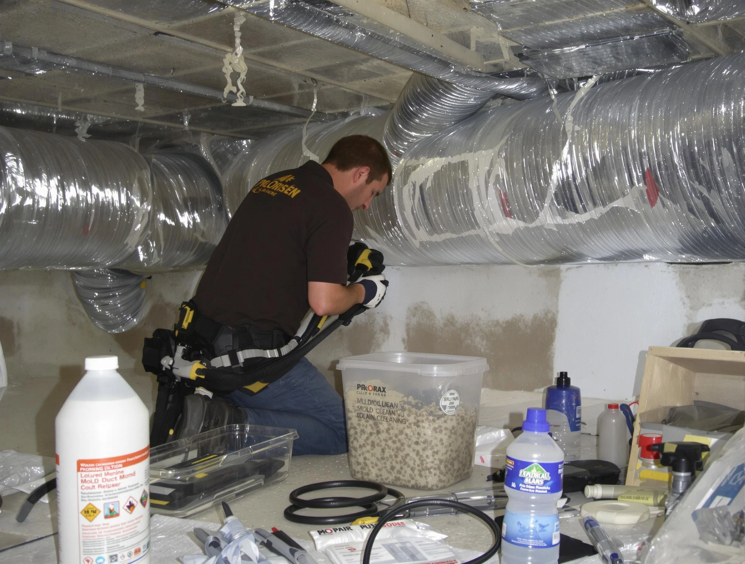 Panthersville Air Duct Cleaning specialist performing professional mold removal from air ducts in Panthersville